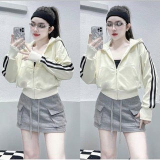 ÁO KHOÁC NỈ TRƠN FORM LỬNG TAY ÁO PHỐI VIỀN SỌC CÁ TÍNH THỂ THAO DỄ MẶC PHÙ HỢP THỜI TRANG