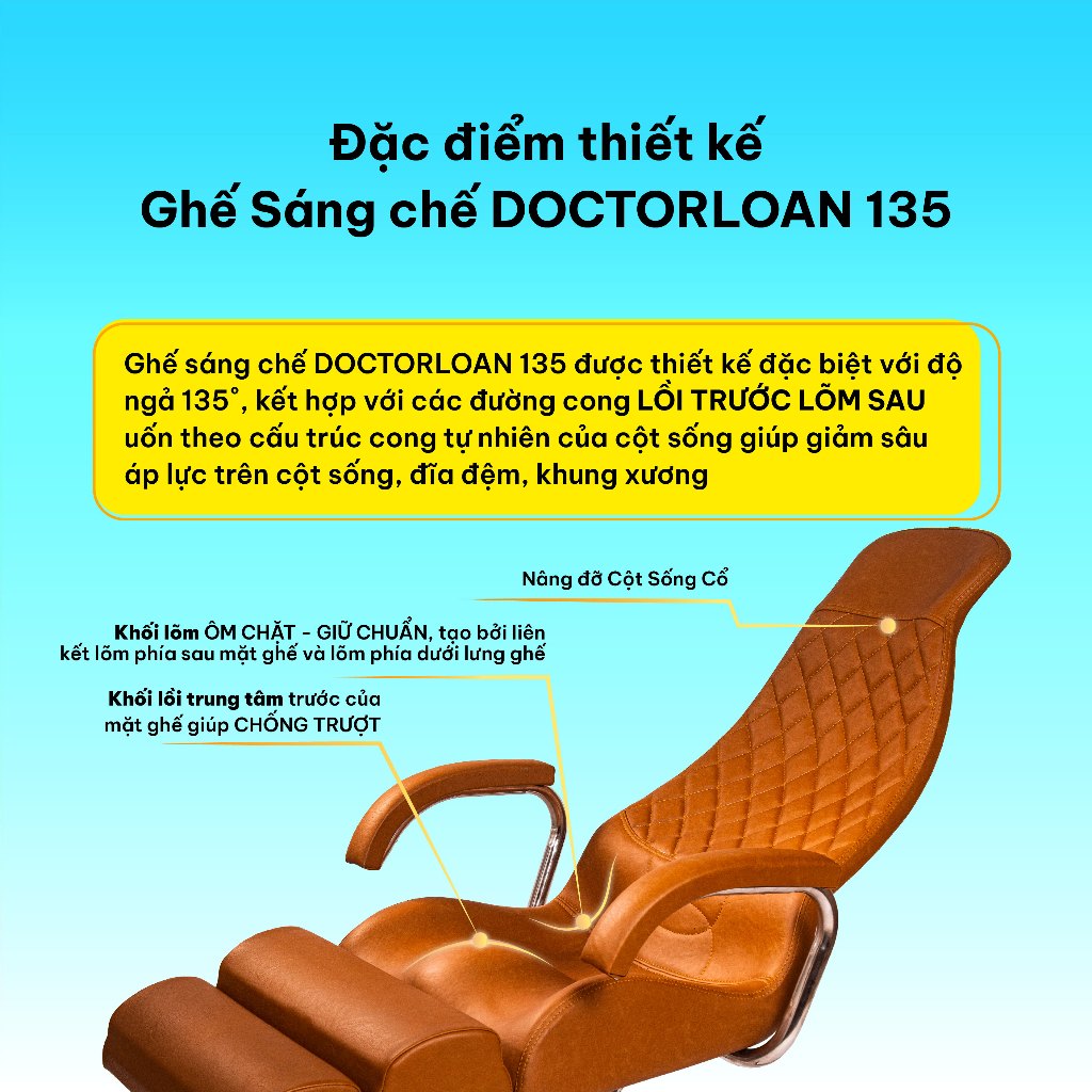 Ảnh Ghế sáng chế DOCTORLOAN 135 độ giúp hỗ trợ nắn chỉnh cột sống 2