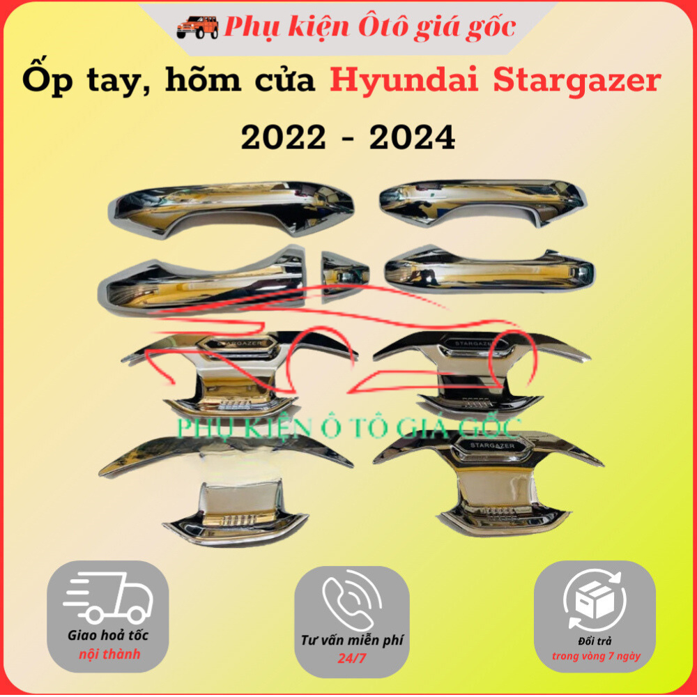 Ốp tay nắm, hõm cửa xe Hyundai Stargazer đời 2022 - HIỆN NAY - nhựa ABS mạ crom cao cấp, sáng bóng