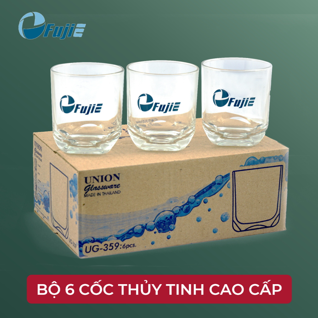 Bộ 6 cốc thủy tinh 250ml [Quà Tặng Thương Hiệu], bộ 6 ly thủy tinh chịu nhiệt tốt