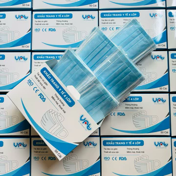 [Quai vải KHÔNG đau tai 4 Lớp] Hộp 50 khẩu trang VRT 4 lớp dày kháng khuẩn chính hãng Safefit
