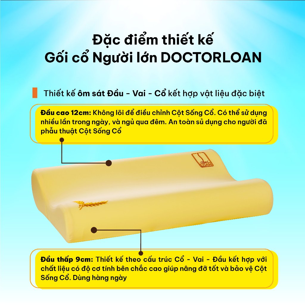 Ảnh Gối cổ người lớn DOCTORLOAN giữ đường cong sinh lý bảo vệ cột sống cổ 3