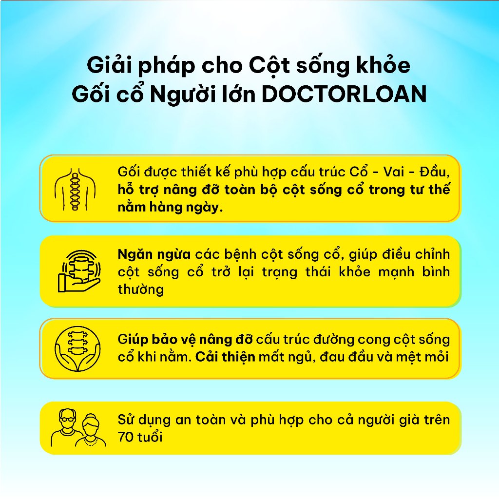 Ảnh Gối cổ người lớn DOCTORLOAN giữ đường cong sinh lý bảo vệ cột sống cổ 4