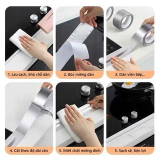 Cuộn băng keo nhôm bạc dán viền bếp chống thấm nước , BĂNG KEO DÁN BỒN BẠC - BĂNGKEO24