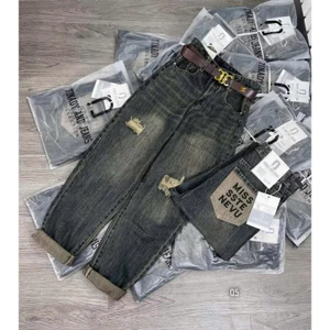 Quần baggy jean rách thêu túi Miss