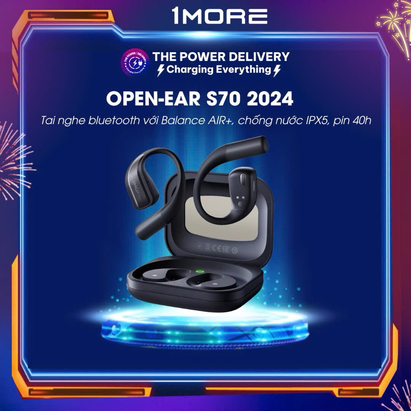 Tai nghe kh\u00f4ng d\u00e2y Open Ear 1More S70 v\u1edbi Balance AIR+, Ch\u1ed1ng n\u01b0\u1edbc IPX5 ...