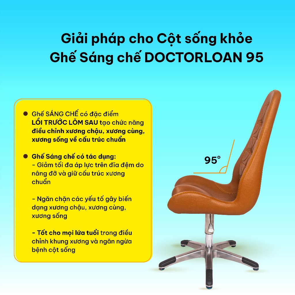 Ảnh Ghế sáng chế DOCTORLOAN 95 hỗ trợ nắn chỉnh cột sống 3