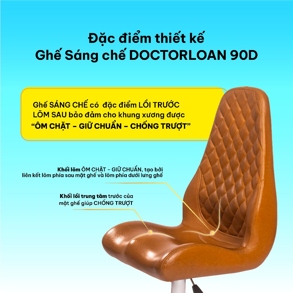 Ảnh Ghế sáng chế DoctorLoan 90D đệm dày giữ dáng ngồi chuẩn hỗ trợ nắn chỉnh cột sống 2