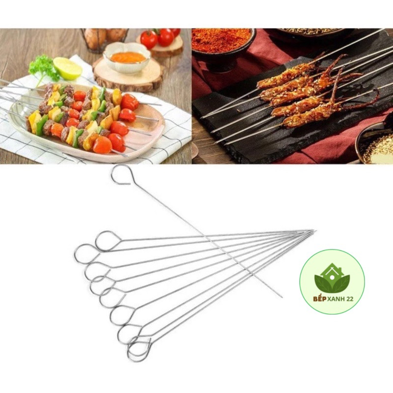 Que xiên nướng thịt Inox không gỉ dài đủ size dùng cho bếp nướng xiên ...