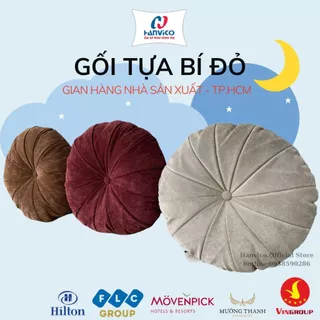 Gối Tựa HANVICO cao cấp - Gối Trang Trí - Gối Tựa Bí Đỏ, Bọc Vải Nhung