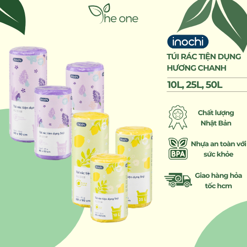 Túi đựng rác inochi có quai, không rỉ nước, bục đáy, túi rác tự hủy bảo ...