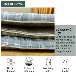 Nệm topper trải sàn êm ái M2T BEDDING kích thước 90x1m9 độ dày 3-4cm - Topper có lớp chống trơn