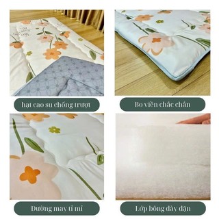 Nệm topper trải sàn êm ái M2T BEDDING kích thước 90x1m9 độ dày 3-4cm - Topper có lớp chống trơn