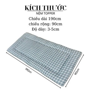 Nệm topper trải sàn êm ái M2T BEDDING kích thước 90x1m9 độ dày 3-4cm - Topper có lớp chống trơn