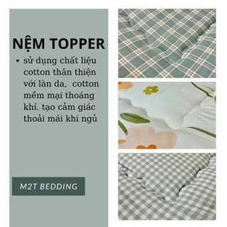 Nệm topper trải sàn êm ái M2T BEDDING kích thước 90x1m9 độ dày 3-4cm - Topper có lớp chống trơn