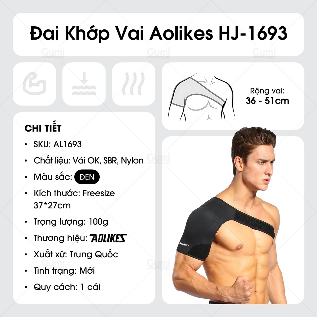 Đai hỗ trợ bảo vệ khớp vai Aolikes 1693 - AL1693