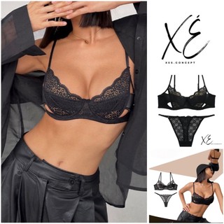 Đồ nội y (S10) - Bộ đồ lót ren phối lụa với đường cắt phối gợi cảm có gọng nâng ngực