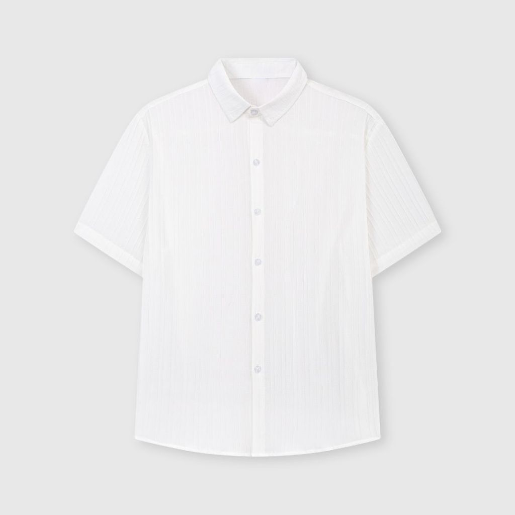 Áo Sơ Mi Nam Vải Đũi Gân Đi Biển Thoáng Mát, Form Regular, Sơ Mi Nam Cộc Tay Basic HALLEY A9