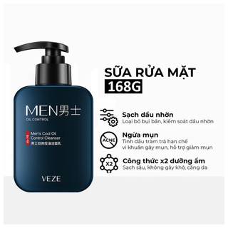 Sữa rửa mặt cho nam sạch dầu nhờn ngừa mụn - kiểm soát dầu mạnh mẽ làm sạch sâu mụn ngừa mụn da dầu sữa rửa mặt