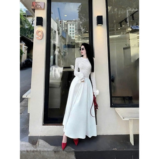 [V1.833] [Hàng L1] Váy Ren 2 Lớp Tay Đính Hoa Phối Thô Mềm Dáng Dài Form Xoè 3 Màu Siêu Xinh ( váy có lót )