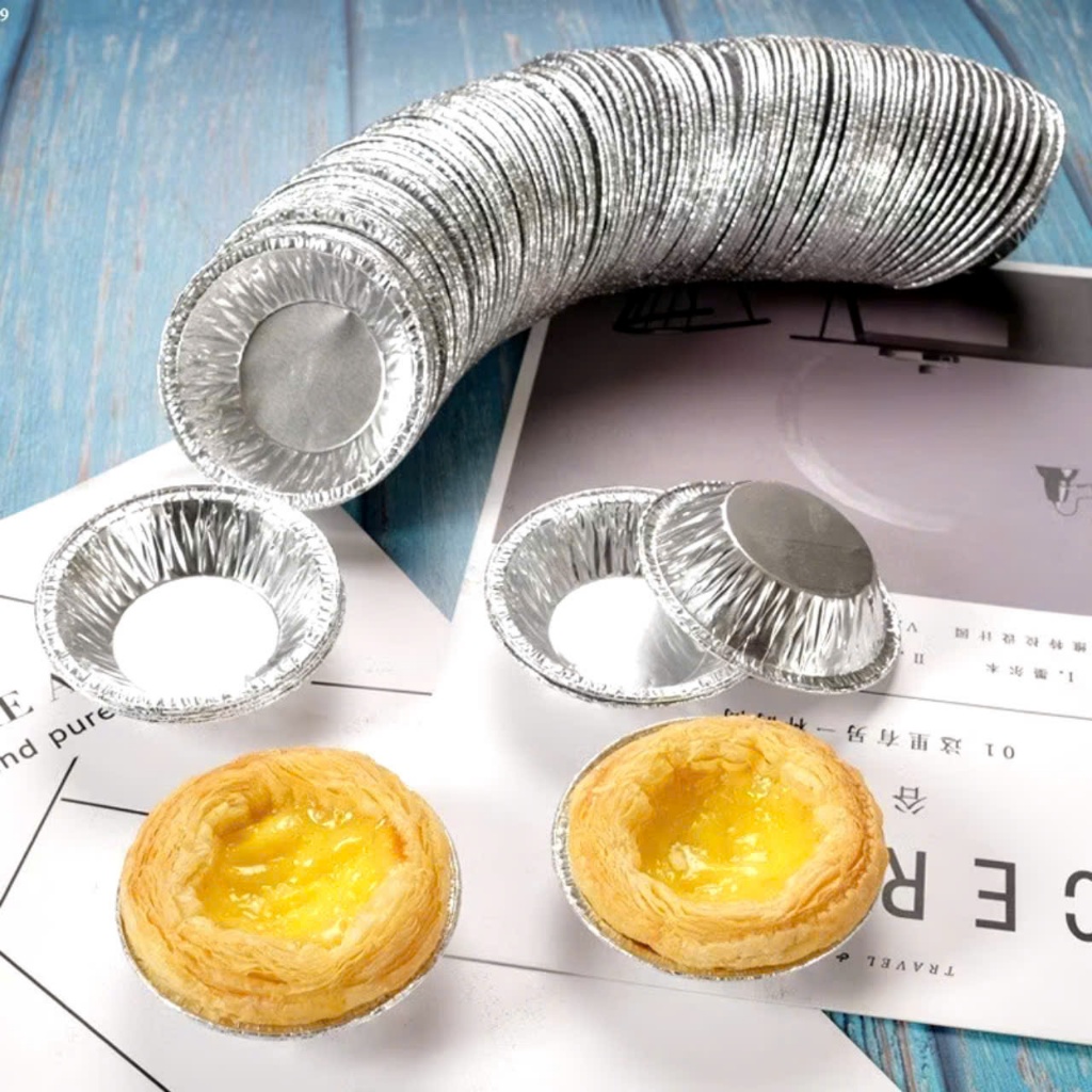 KHUÔN GIẤY BẠC LÀM BÁNH - Set 250 Khuôn giấy bạc Làm Bánh Tart Bằng Lá Nhôm - Đế- Chén Giấy Bạc - BAT BAC NUONG
