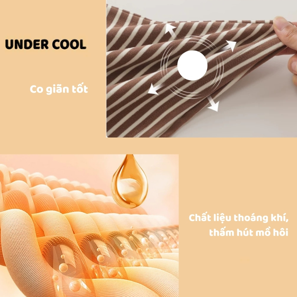 Áo Giữ Nhiệt nữ cổ cao tay dài sọc ngang thời trang Hàn Quốc UNDERCOOL giữ ấm mùa thu đông chất liệu mềm mại ADT25