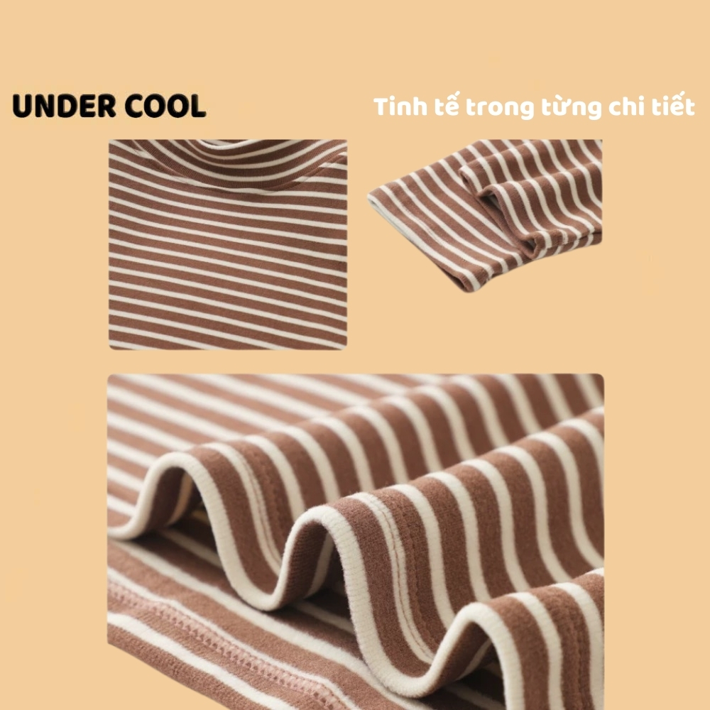 Áo Giữ Nhiệt nữ cổ cao tay dài sọc ngang thời trang Hàn Quốc UNDERCOOL giữ ấm mùa thu đông chất liệu mềm mại ADT25