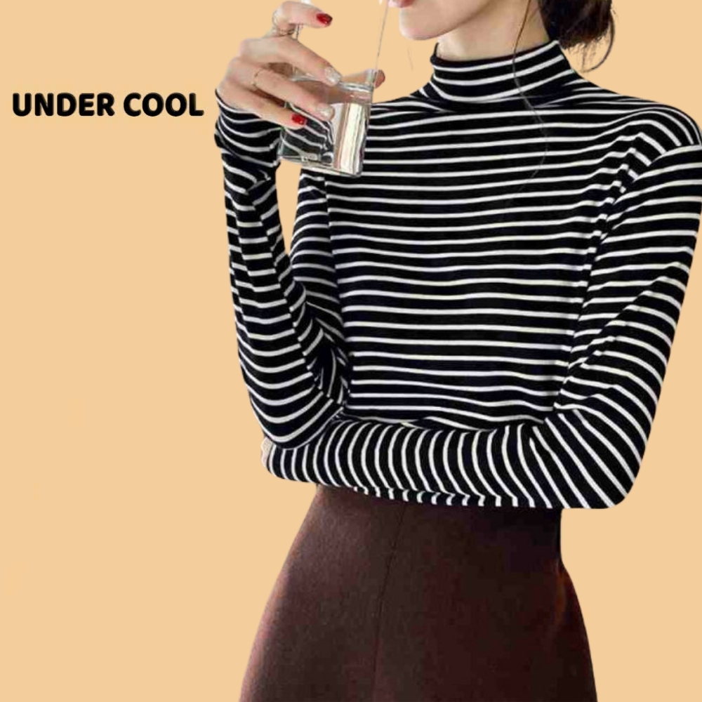 Áo Giữ Nhiệt nữ cổ cao tay dài sọc ngang thời trang Hàn Quốc UNDERCOOL giữ ấm mùa thu đông chất liệu mềm mại ADT25