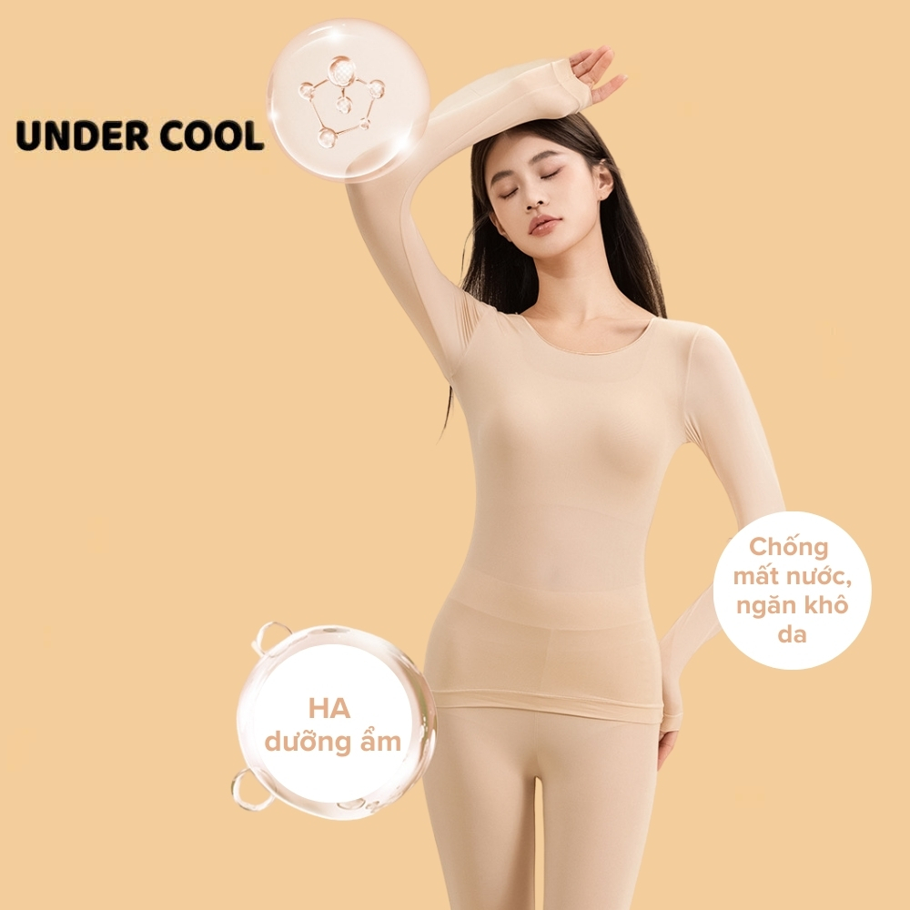 Bộ quần áo giữ nhiệt ủ kem nữ bổ sung HA chống khô da UNDERCOOL Đồ lót mùa đông set đồ giữ nhiệt cao cấp cho nữ SB27