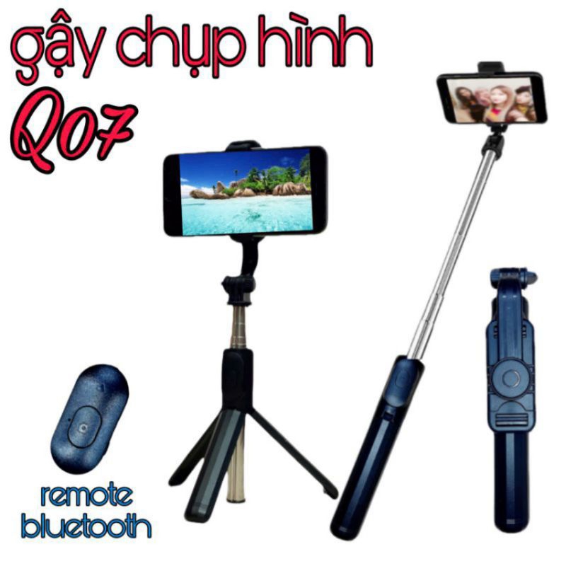 Gậy Chụp Ảnh Tự Hướng Dẫn 3 Chân Đa Năng Q07 không Đèn Kèm Remote Bluetooth Siêu Tiện Lợi.