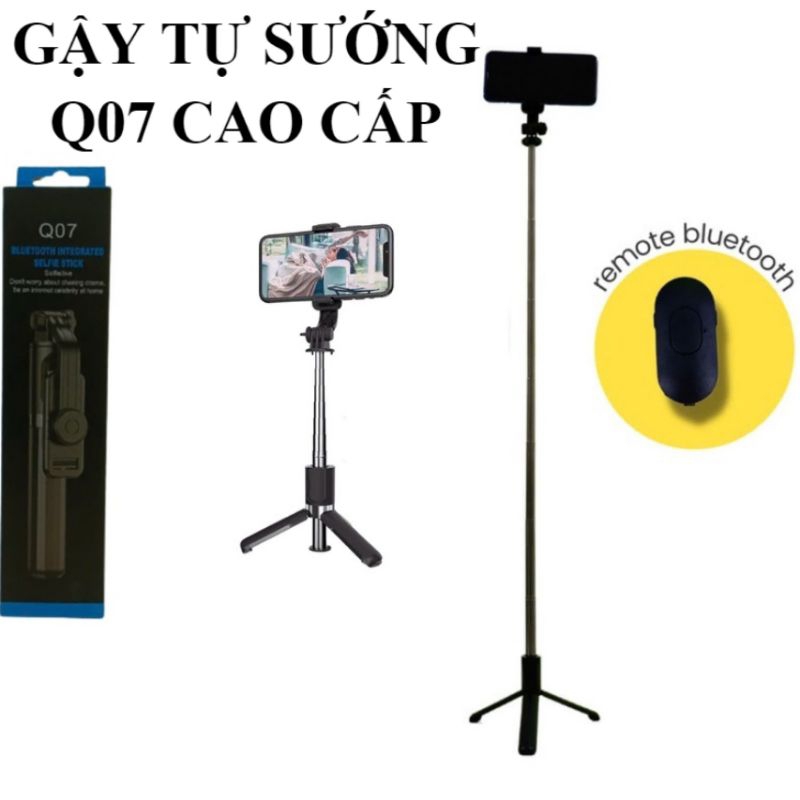 Gậy Chụp Ảnh Tự Hướng Dẫn 3 Chân Đa Năng Q07 không Đèn Kèm Remote Bluetooth Siêu Tiện Lợi.