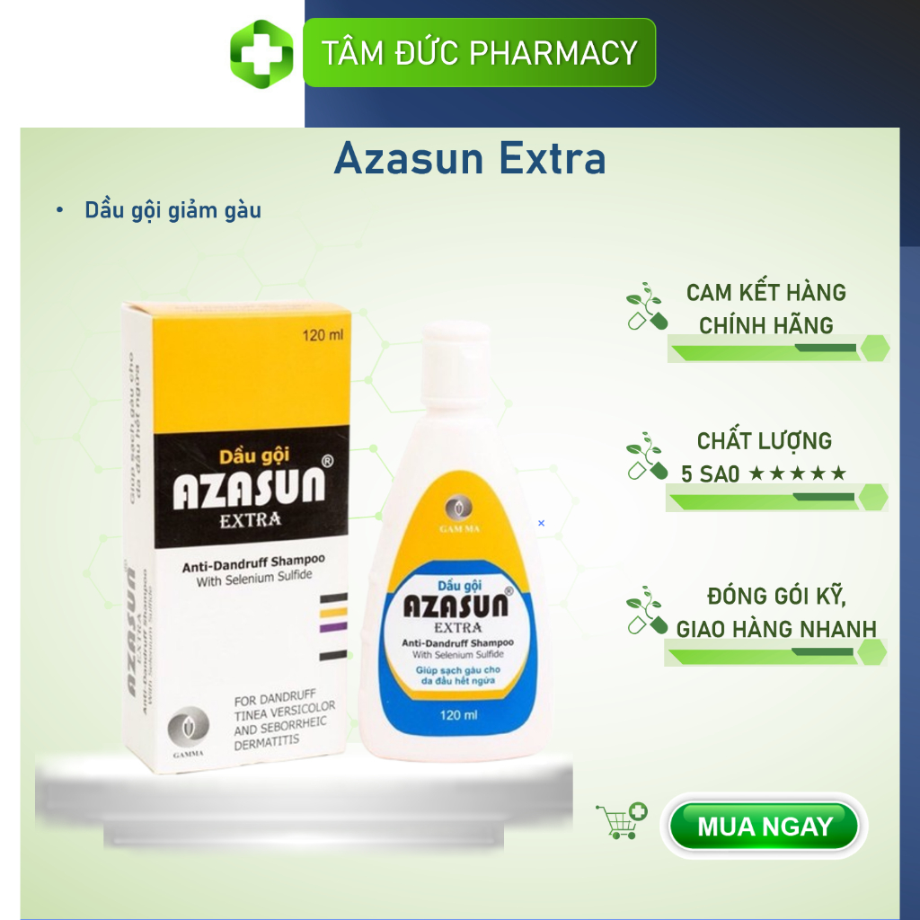 AZASUN EXTRA [Chai 120ml] - Dầu Gội Sạch Gàu Azasun Extra 1.8% - Dành ...