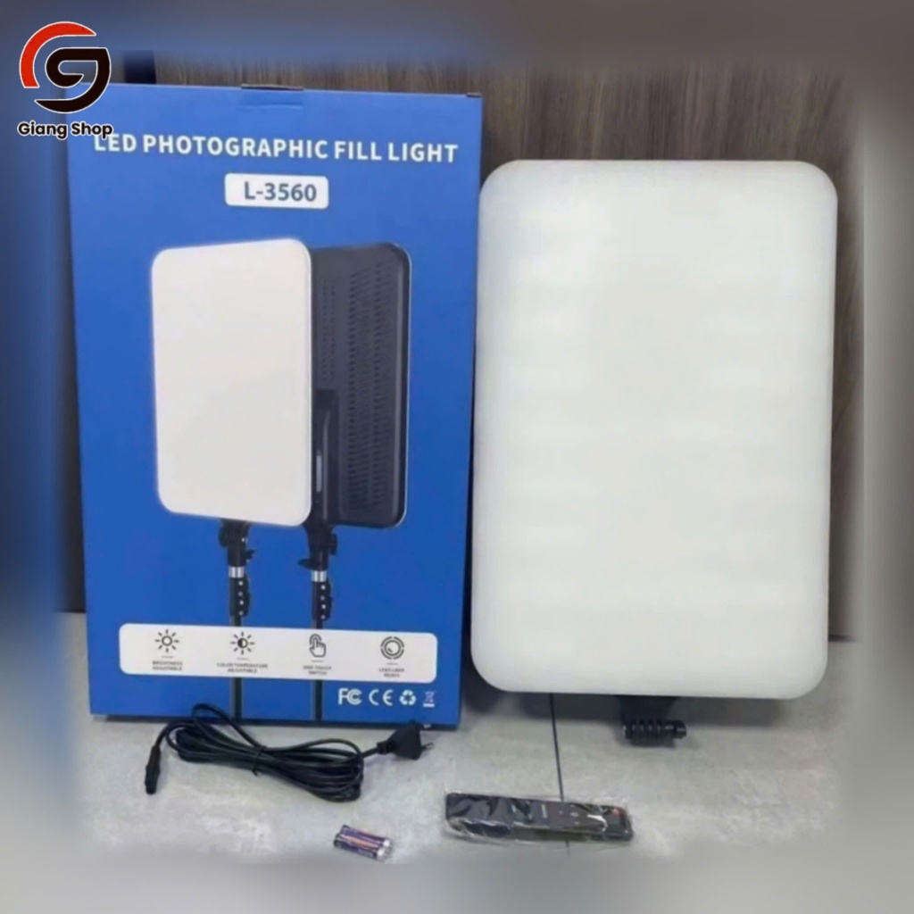 Đèn LED  Livestream Chữ Nhật L-3560 24 inch. 3 Chế Độ Sáng Chụp Ảnh Quay Video (Tặng chân 2,1M)