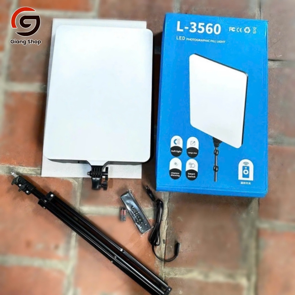 Đèn LED  Livestream Chữ Nhật L-3560 24 inch. 3 Chế Độ Sáng Chụp Ảnh Quay Video (Tặng chân 2,1M)