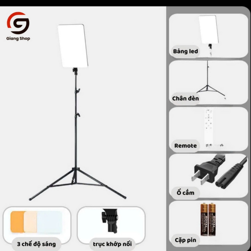 Đèn LED  Livestream Chữ Nhật L-3560 24 inch. 3 Chế Độ Sáng Chụp Ảnh Quay Video (Tặng chân 2,1M)