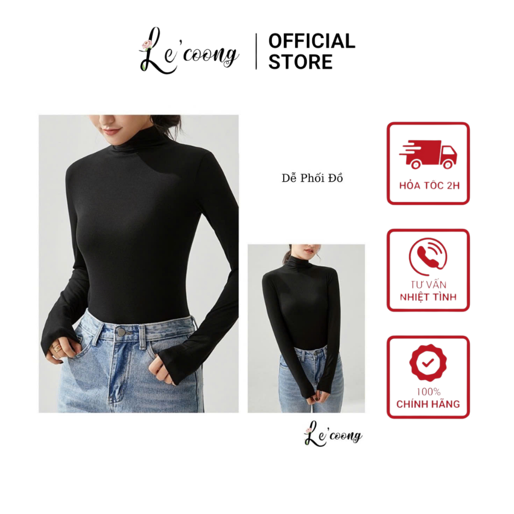 Ảnh Áo Giữ Nhiệt Thiết Kế Cao Cấp LECOONG GN01 Vải Cotton Bốn Chiều Màu Đem Trắng Be Nâu Xanh 1