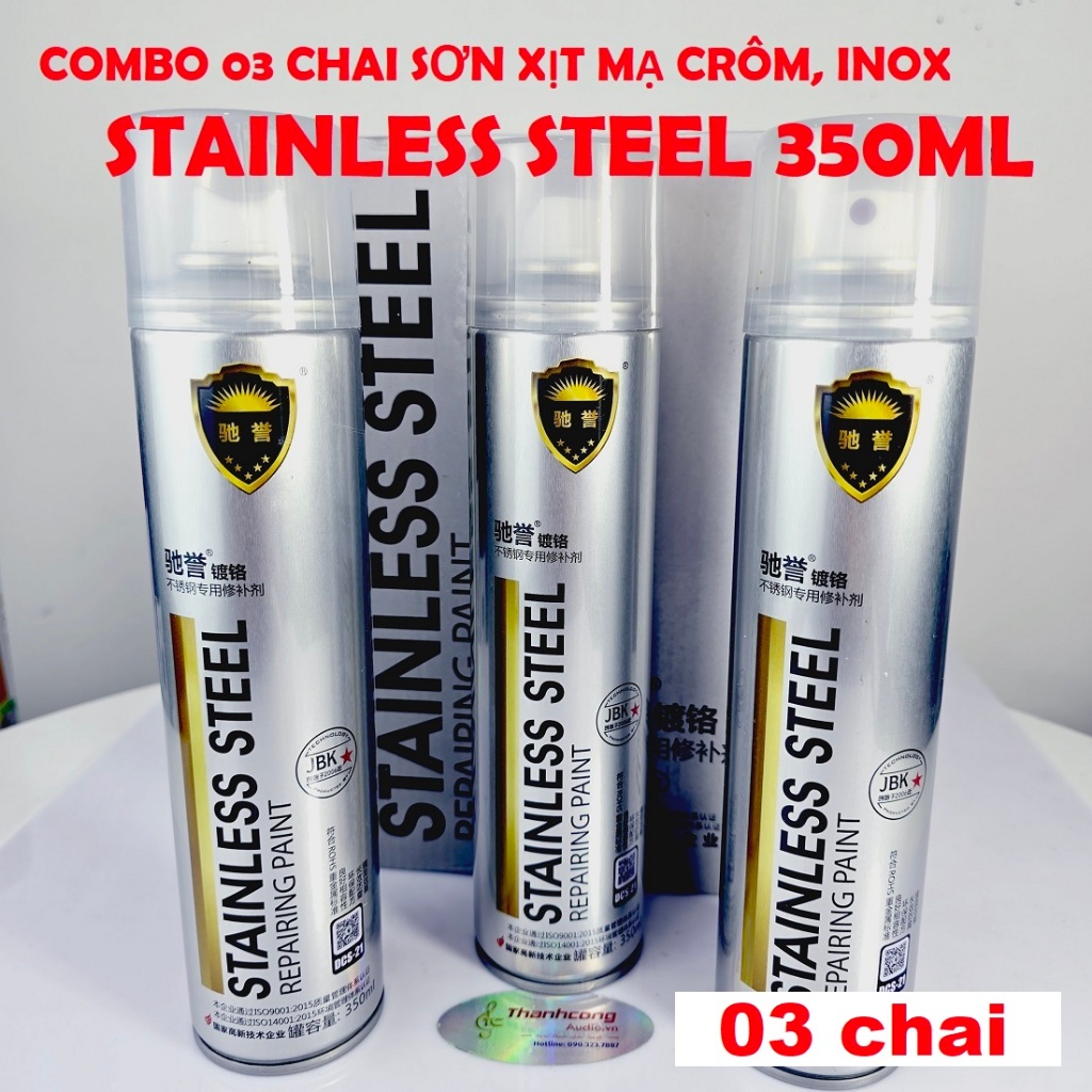 COMBO 3 CHAI: Sơn Xịt Mạ Chrome, INOX Sáng Bóng STAINLESS STEEL 350ml ...