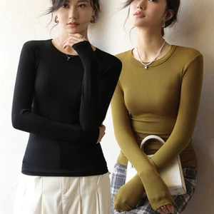 Áo Thun Áo Kiểu Nữ Tay Dài Chất Liệu Cotton Co Giãn Mềm Mịn Form Dễ Mặc Basic Mặc Hằng Ngày LA012 LA017