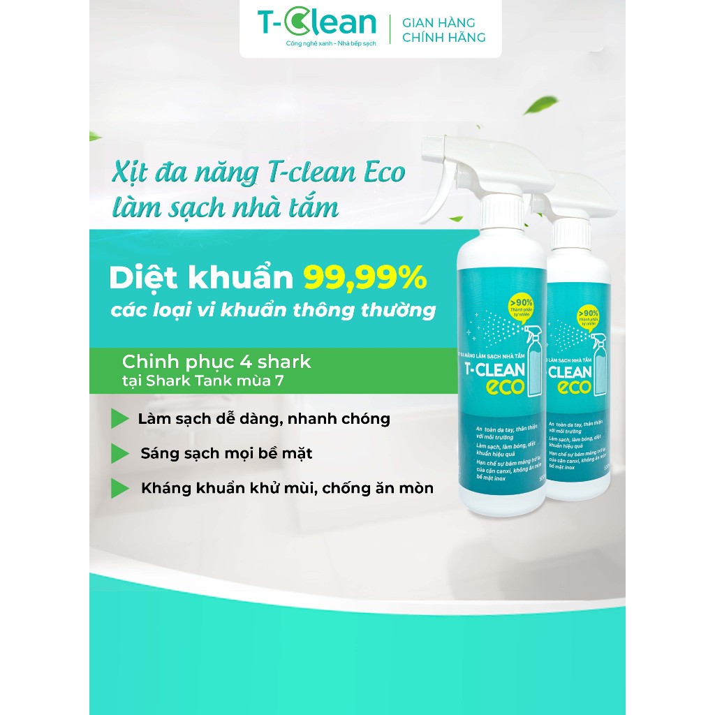 Xịt làm sạch nhà tắm Tclean, tẩy cặn canxi,sáng bóng sen vòi inox ...