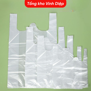 1kg túi nilon trắng có quai, mỏng, dai, trong, không mùi đựng 5 lạng, 7 lạng, 1kg - Hàng loại 1