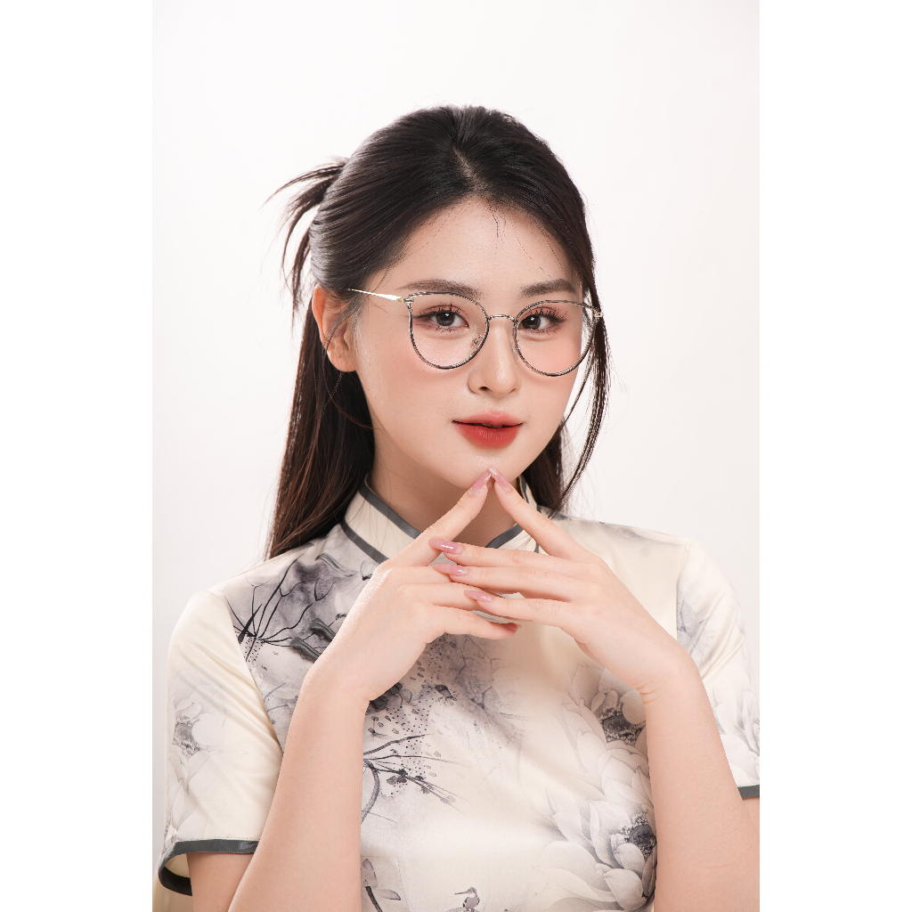 Kính gọng tròn thời trang nam nữ LILYEYEWEAR kim loại thanh mảnh chống ánh sáng xanh màu sắc thời trang 23001