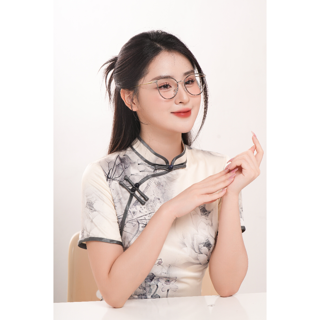 Kính gọng tròn thời trang nam nữ LILYEYEWEAR kim loại thanh mảnh chống ánh sáng xanh màu sắc thời trang 23001