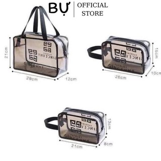 Set 3 túi đựng mỹ phẩm du lịch thời trang trong suốt