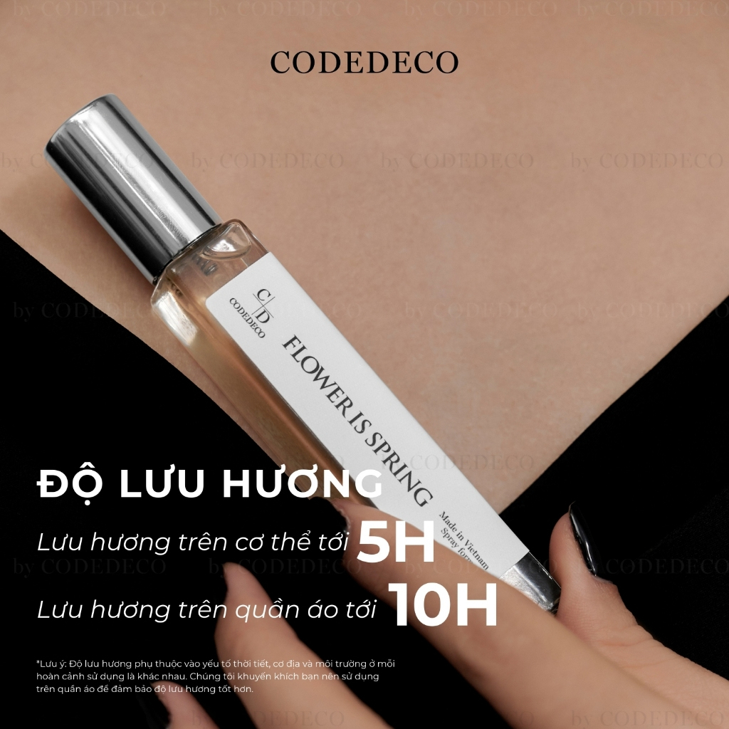 Tinh dầu nước hoa nữ CODEDECO Flower Is Spring 10ml, Sang trọng, Tinh tế, Quyến rũ - Dạng xịt | BigBuy360 - bigbuy360.vn