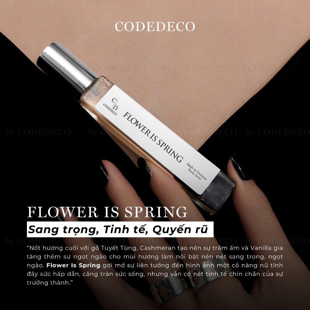 Tinh dầu nước hoa nữ CODEDECO Flower Is Spring 10ml, Sang trọng, Tinh tế, Quyến rũ - Dạng xịt | BigBuy360 - bigbuy360.vn