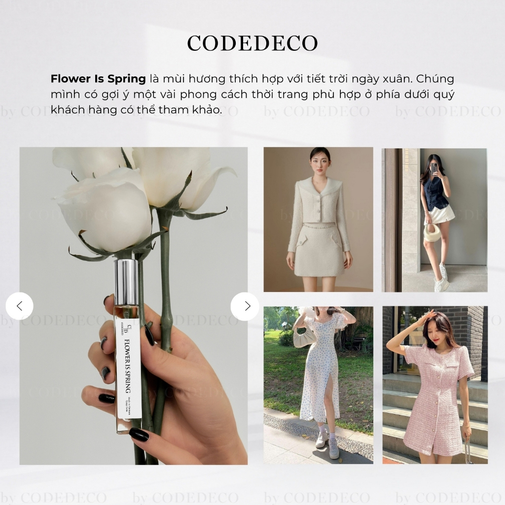 Tinh dầu nước hoa nữ CODEDECO Flower Is Spring 10ml, Sang trọng, Tinh tế, Quyến rũ - Dạng xịt | BigBuy360 - bigbuy360.vn