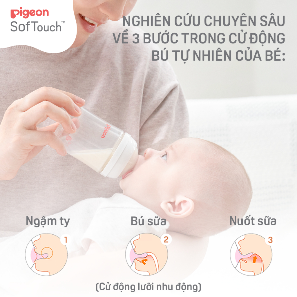 Ảnh Bình sữa Thuỷ Tinh cổ rộng Pigeon Softouch Baby Friend World 160ml/240ml 3