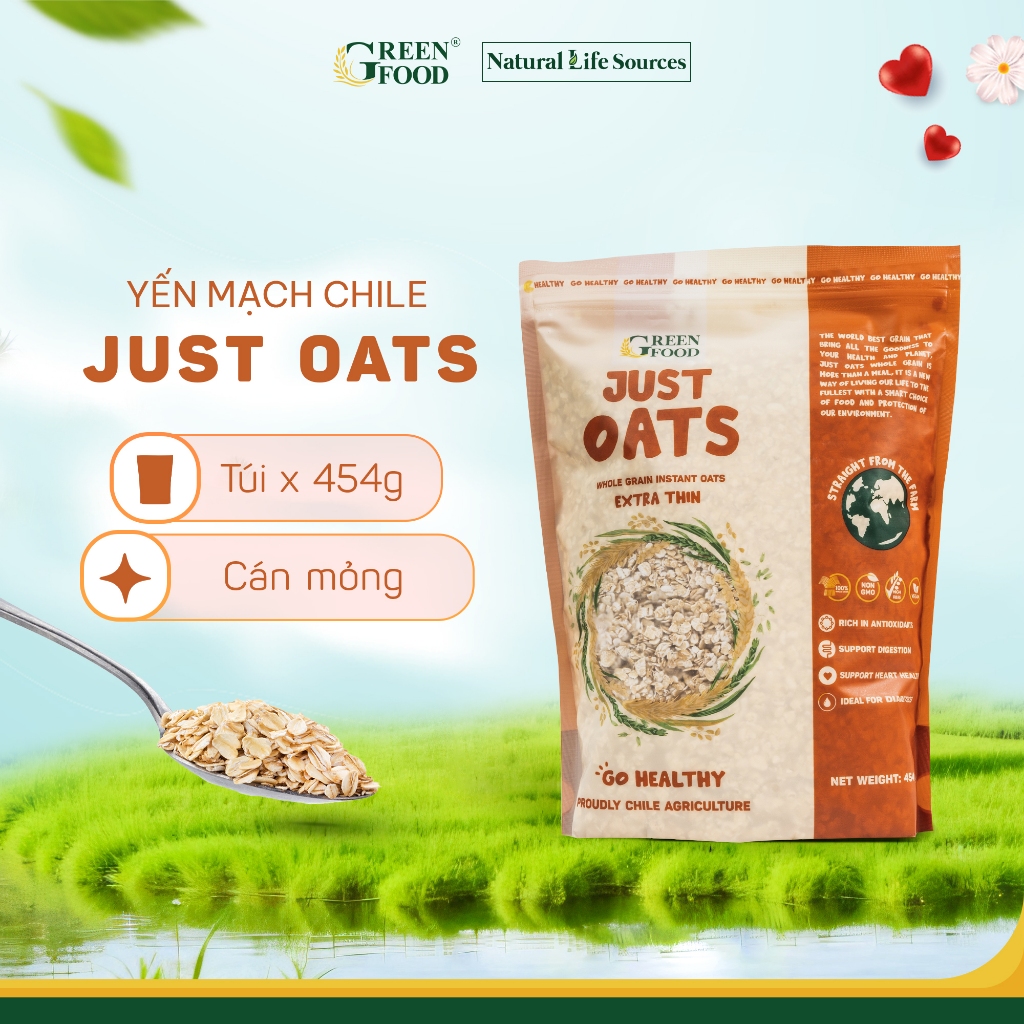 Ảnh Yến mạch JUST OATS Nguyên cám, Cán dày, mỏng Chile cùng kích cỡ 454g hoặc 907g 1