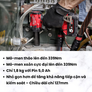 Máy siết bu lông 1/2 inch M18 FIW212 Milwaukee | Lực siết 339Nm, 3 đèn LED trợ sáng - Dừng tự động