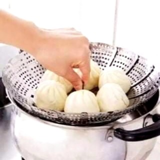 VỈ HẤP ĐỒ XÔI INOX SIZE 26,  Khay Vỉ Hấp Vỉ Rổ Hấp Tròn Inox Xếp Gọn Tiện Lợi Inox Chống Rỉ Đường Kính 26cm: VIHAP